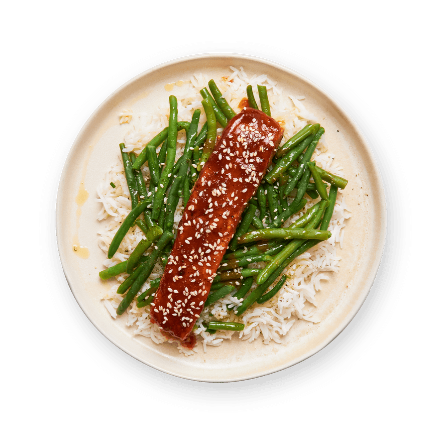 Saumon teriyaki haricots verts & riz