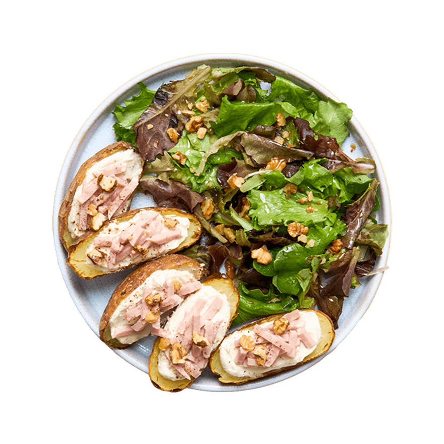 Pommes de terre aux fines herbes au four & salade