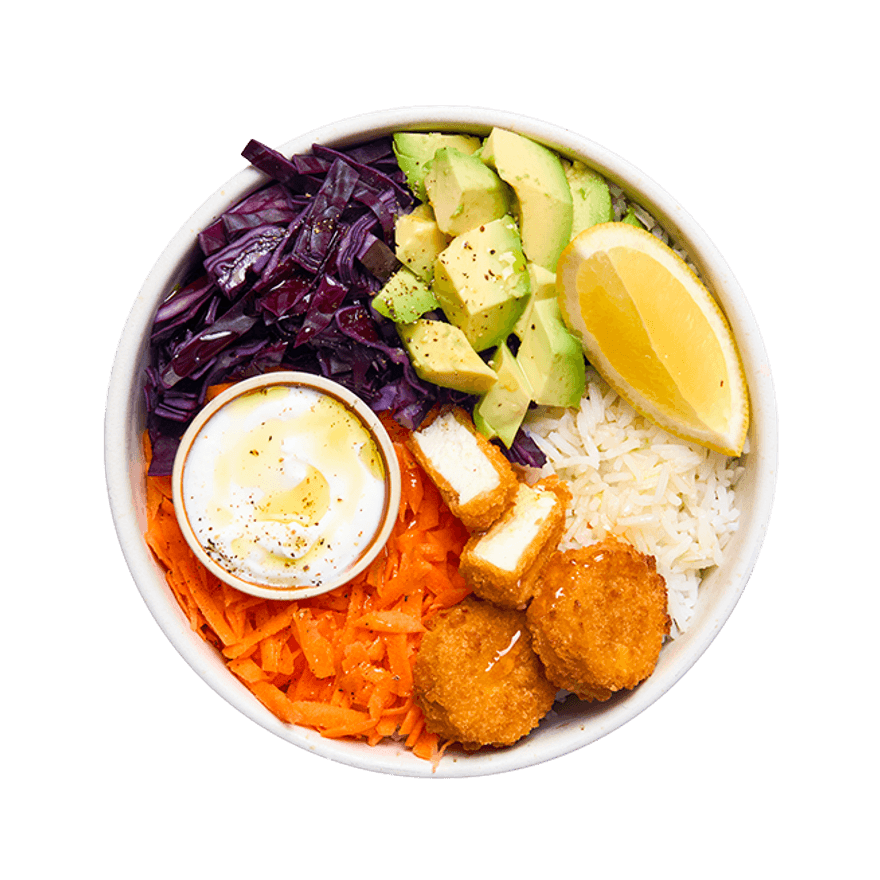 Bowl au chèvre pané & crudités