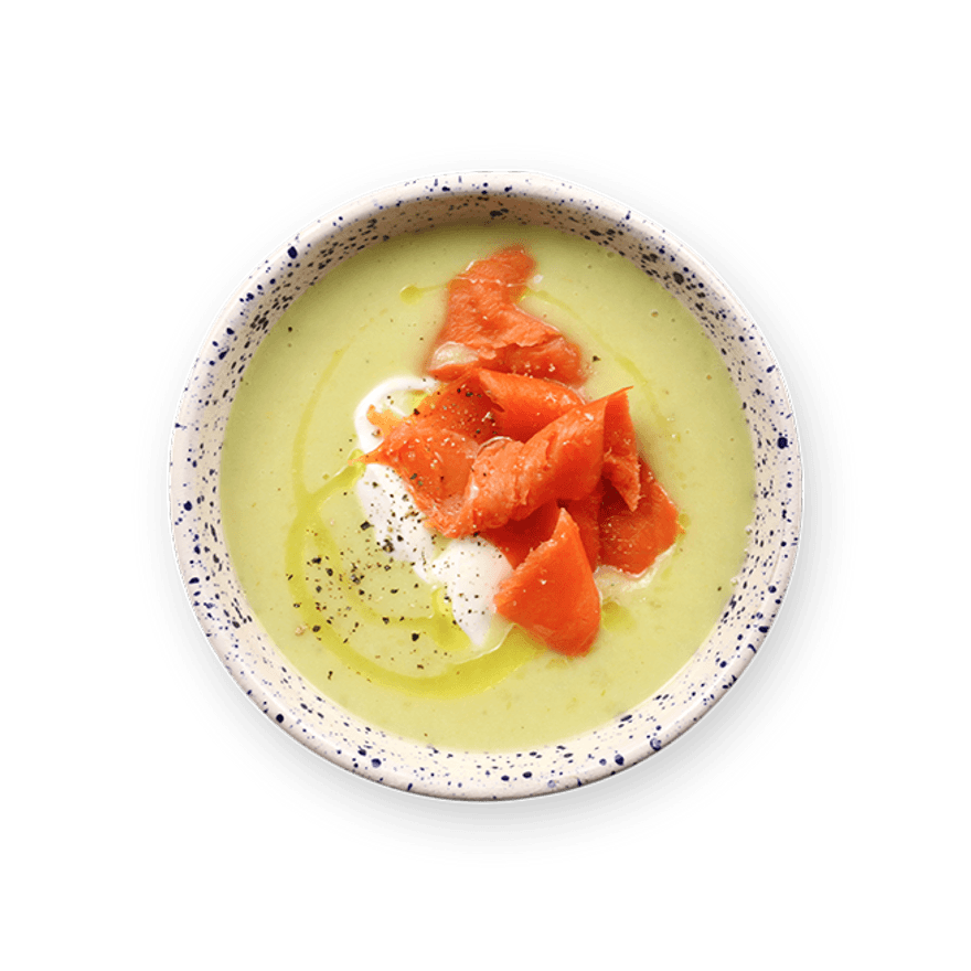 Velouté de poireaux & saumon fumé