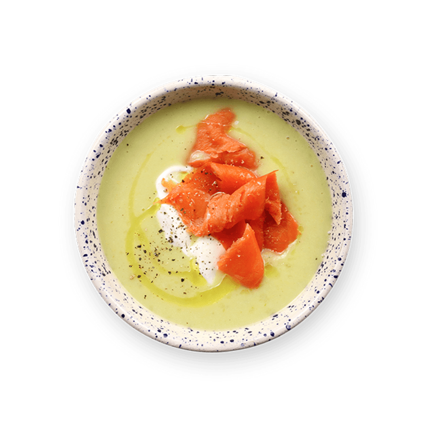 Velouté de poireau & saumon fumé