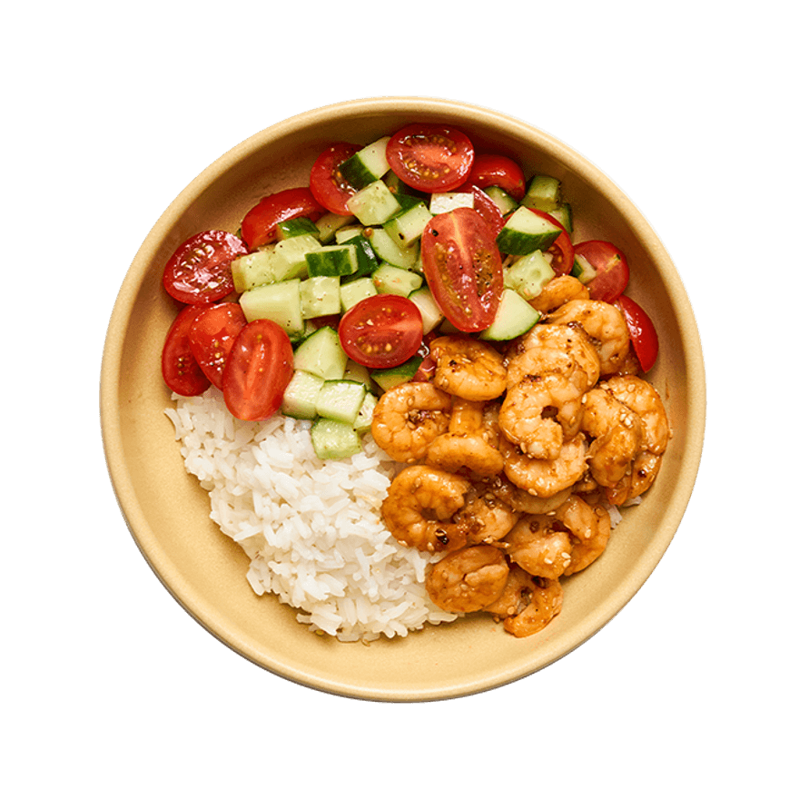 Bowl estival aux crevettes teriyaki