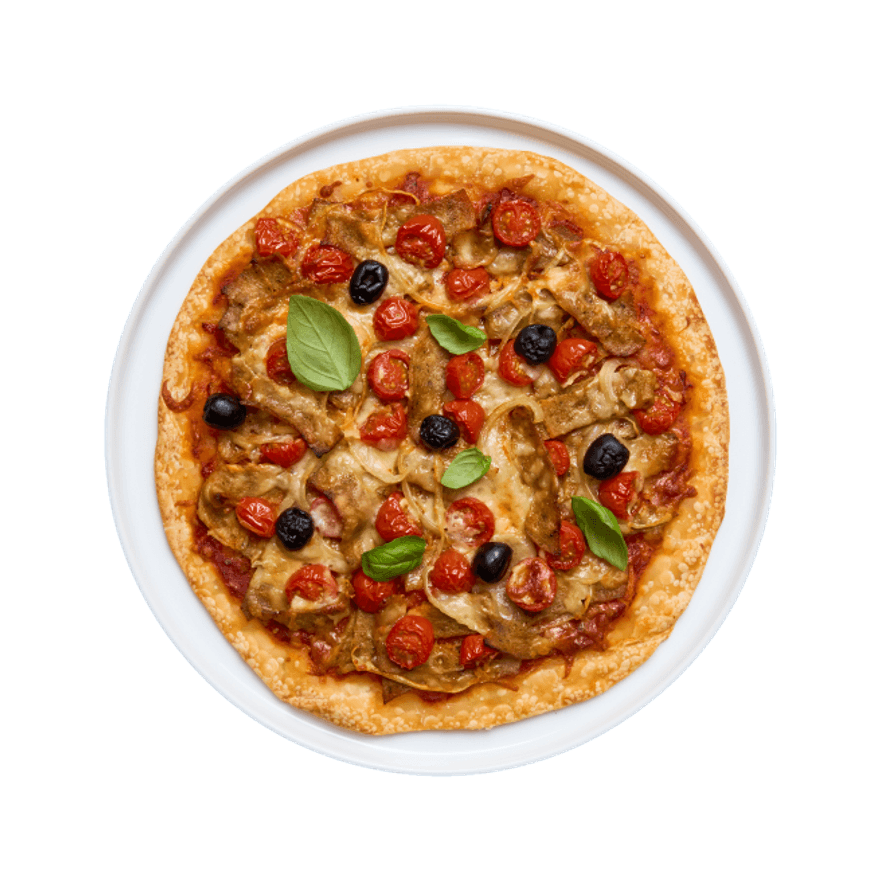 Pizza au kebab & tomates cerises