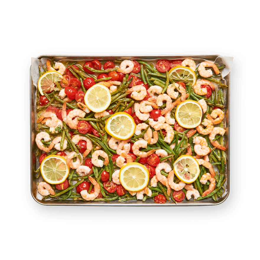 One pan crevettes, tomates & haricots verts