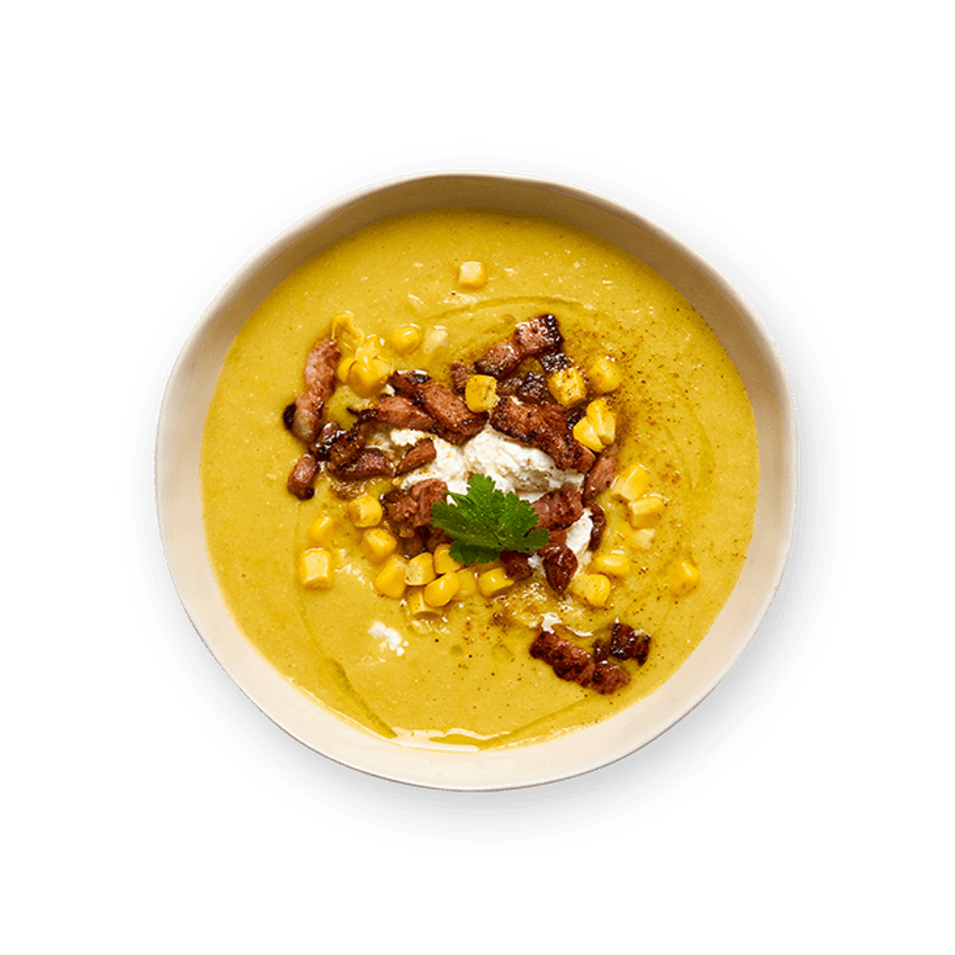 Soupe de maïs & lardons grillés