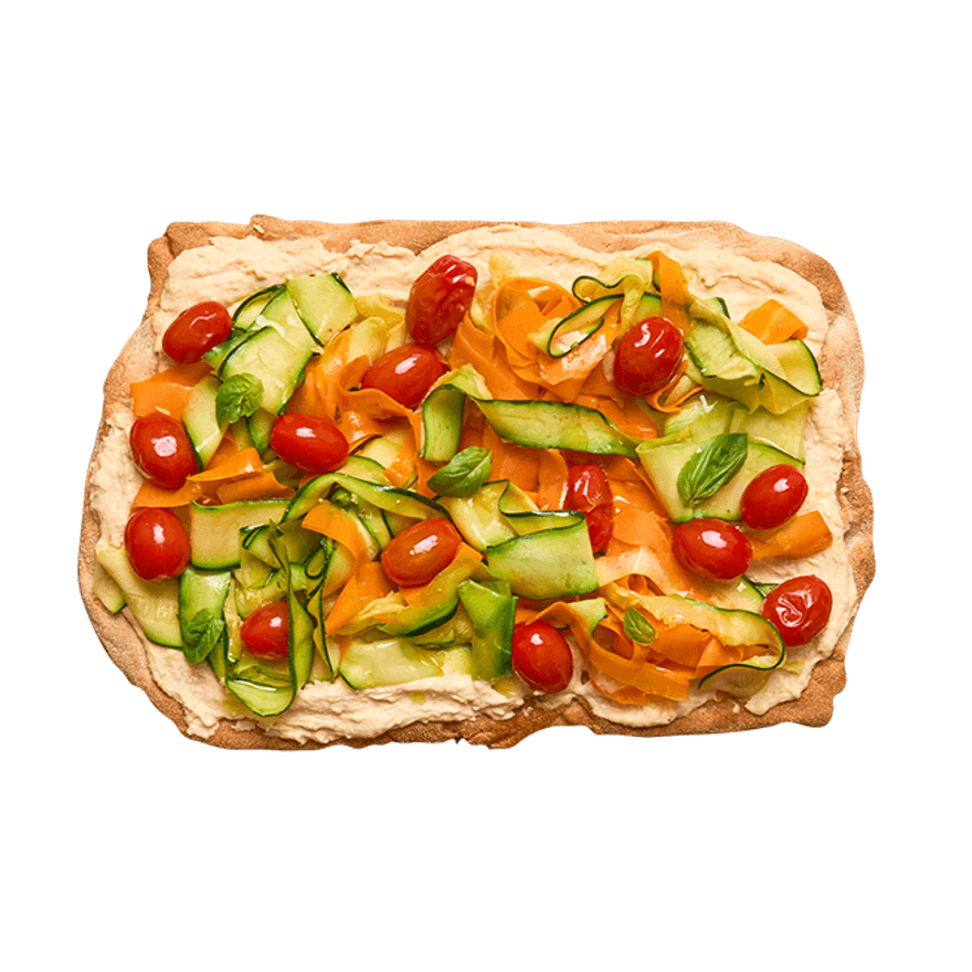 Pinsa houmous aux légumes rôtis