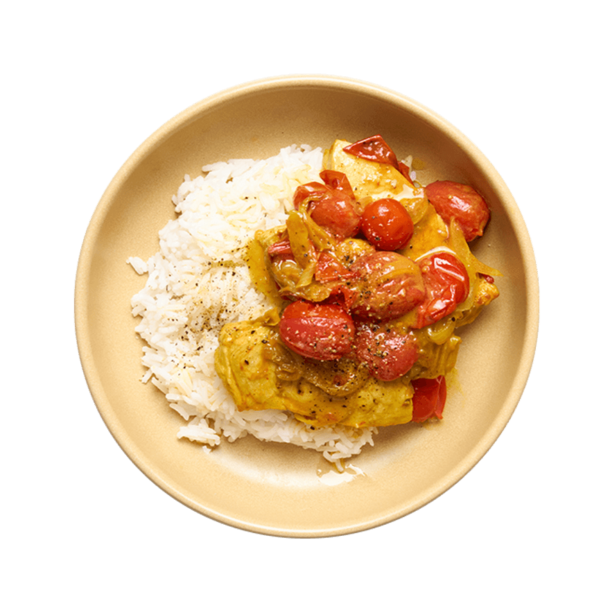 Sauté de dinde au miel, curry & riz