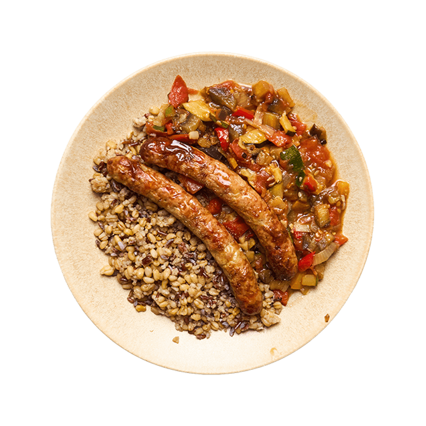 Chipolatas & ratatouille au air-fryer