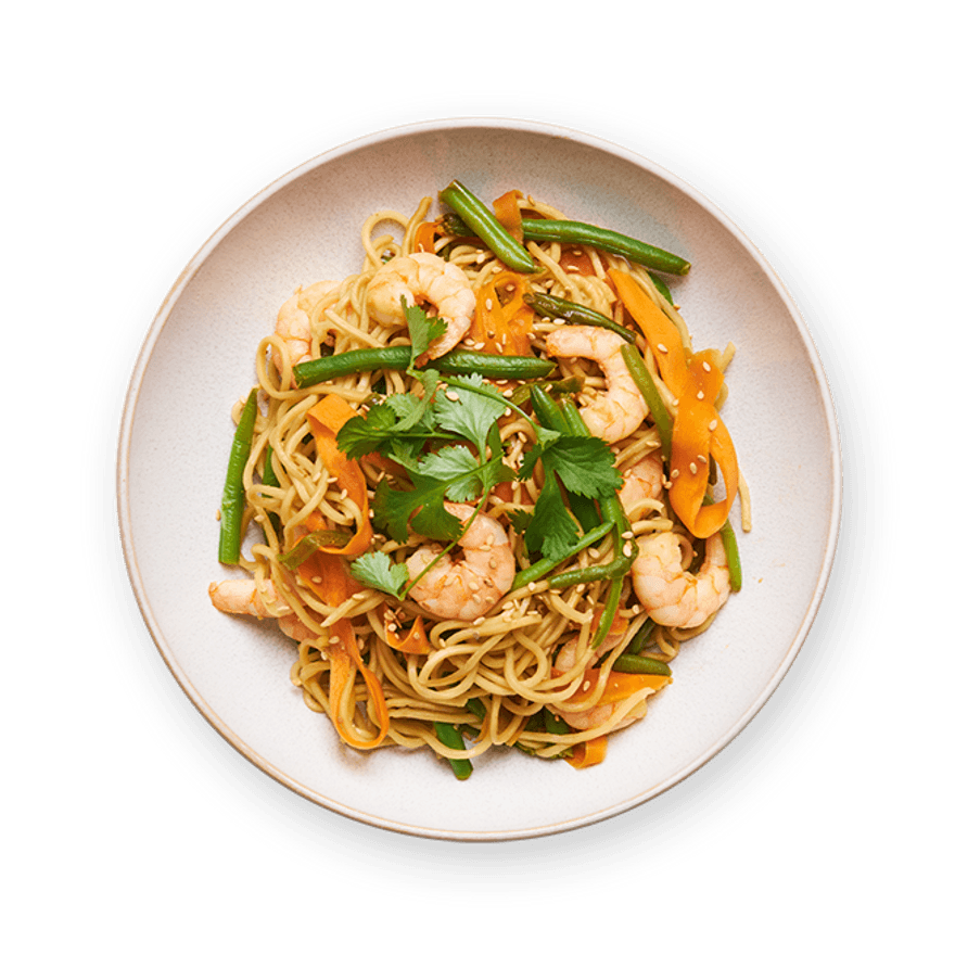 Sautéed noodles with shrimp