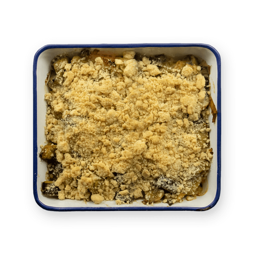 Crumble au saumon fumé & poireaux