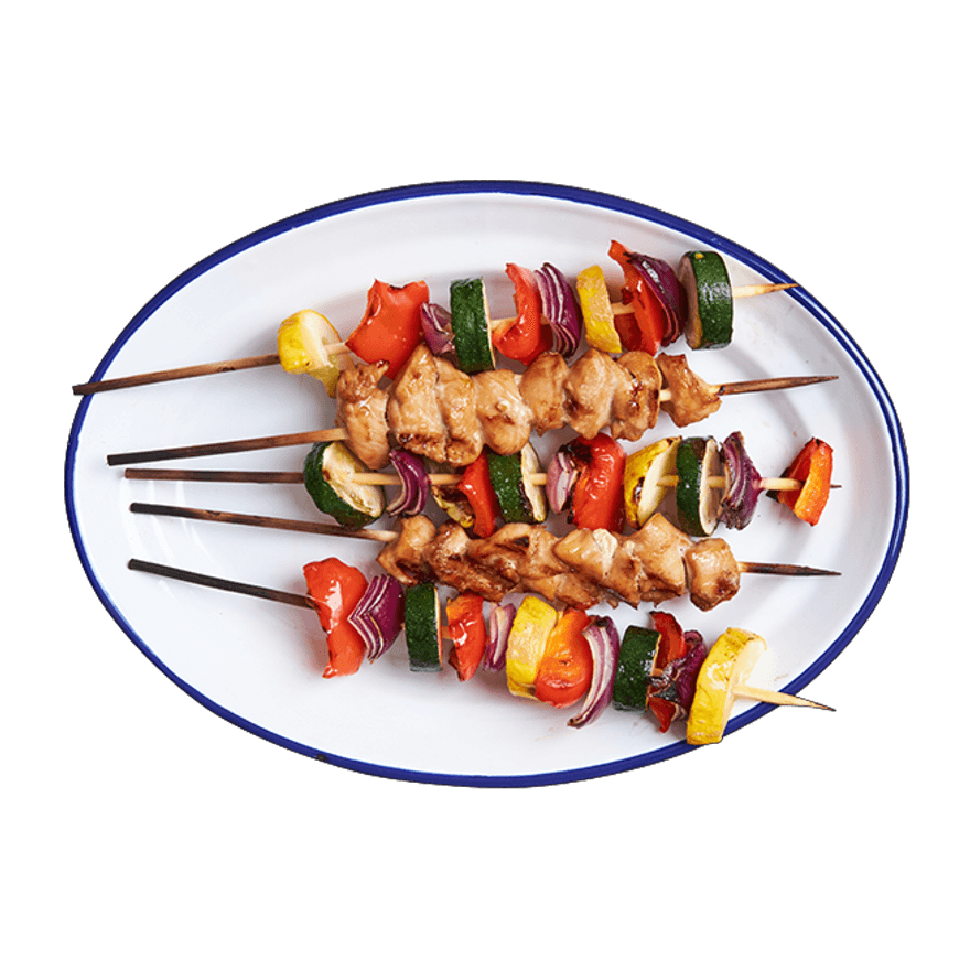 Brochettes de poulet & légumes teriyaki