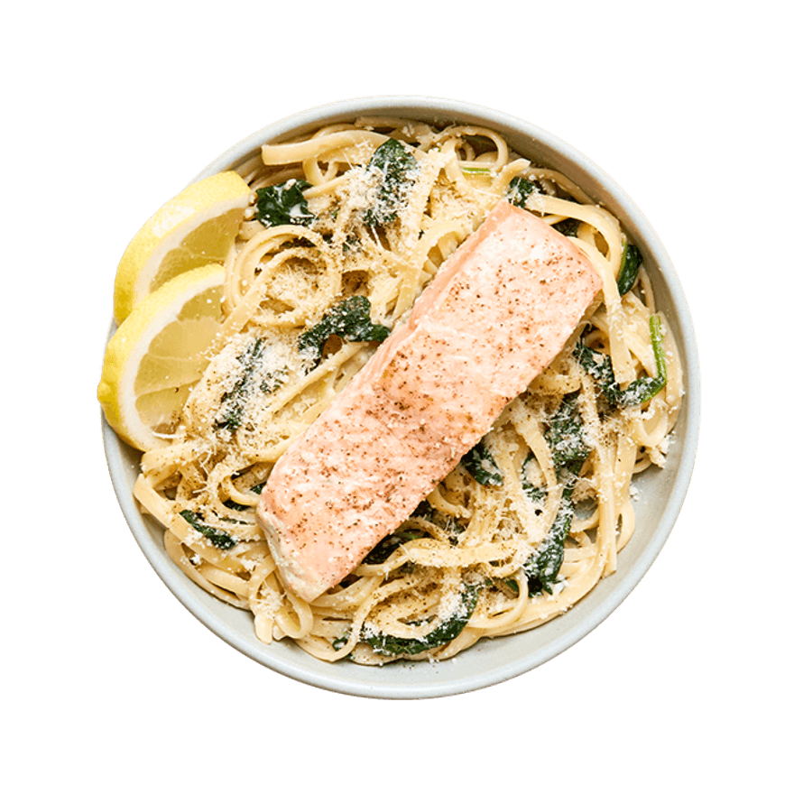 Linguine crémeuses au saumon & épinards