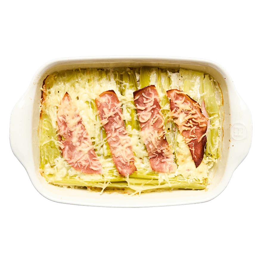 Roasted Leeks with Ham
