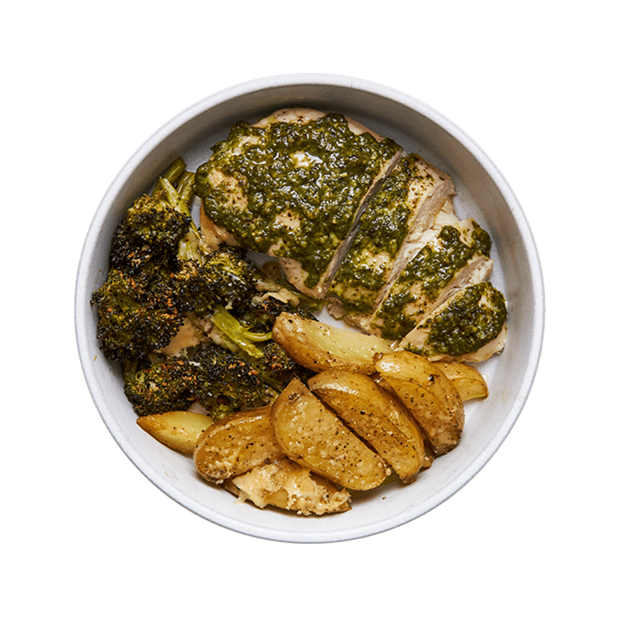 Poulet au pesto, pommes de terre & brocoli