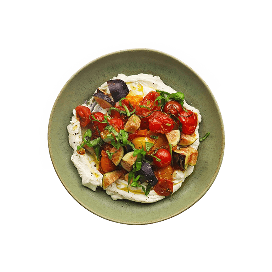 Tomates cerises rôties, figues & ricotta fouettée