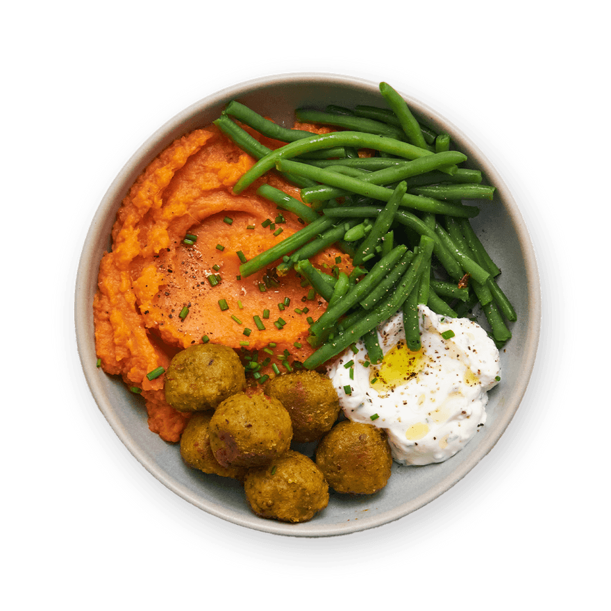 Falafels, patate douce & haricots