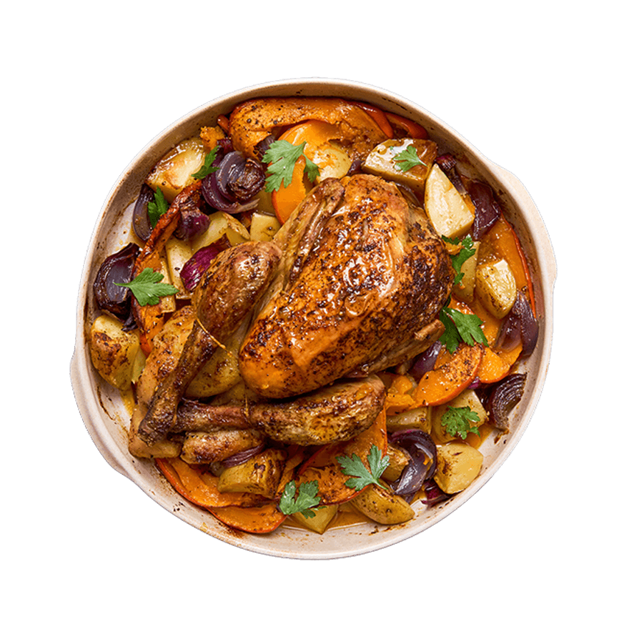 Pintade rôtie aux légumes & épices douces