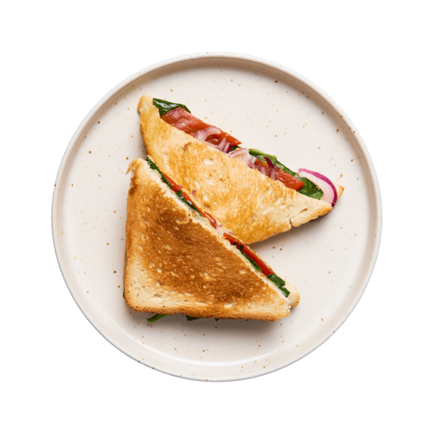 Grilled cheese aux épinards & poivrons