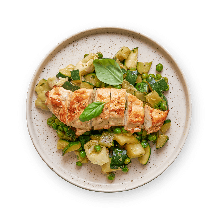 Poulet & poêlée de courgettes printanières