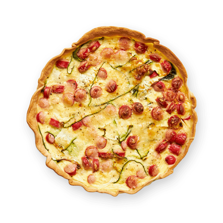 Quiche aux courgettes, saucisse & comté