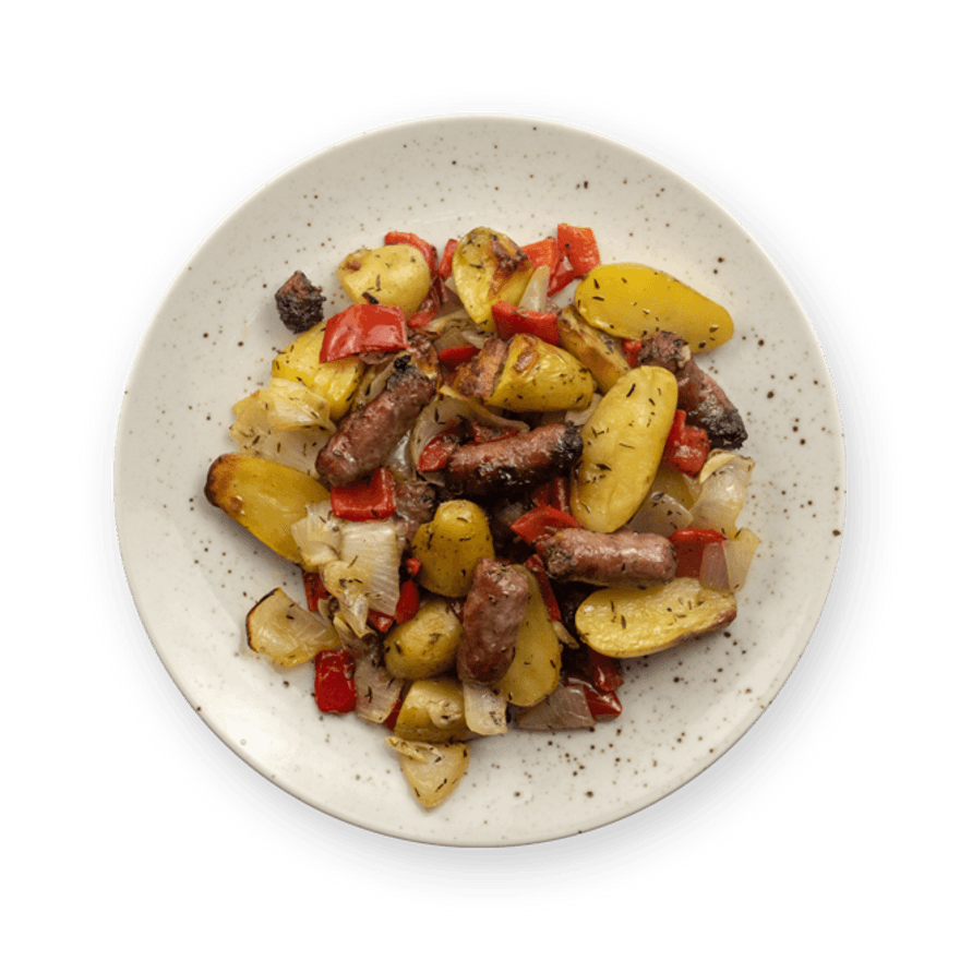 Italian sausages and roasted veggies