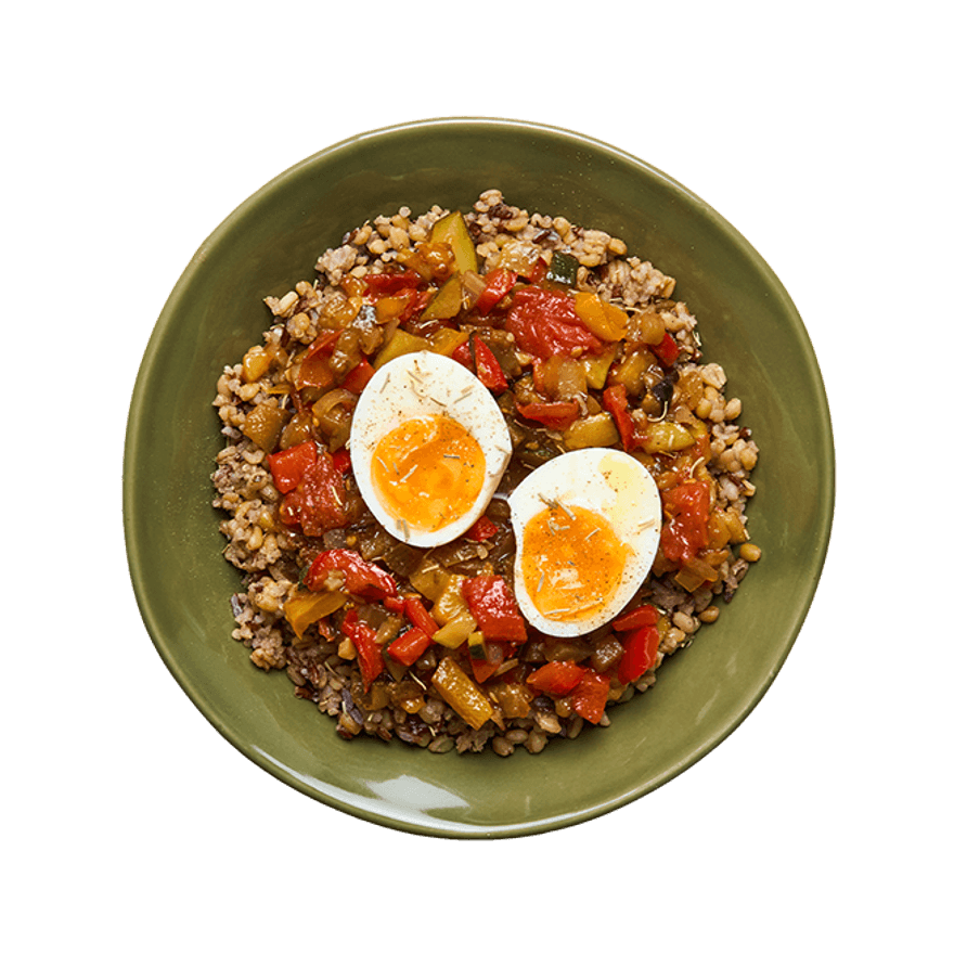 Œuf mollet & ratatouille au air-fryer