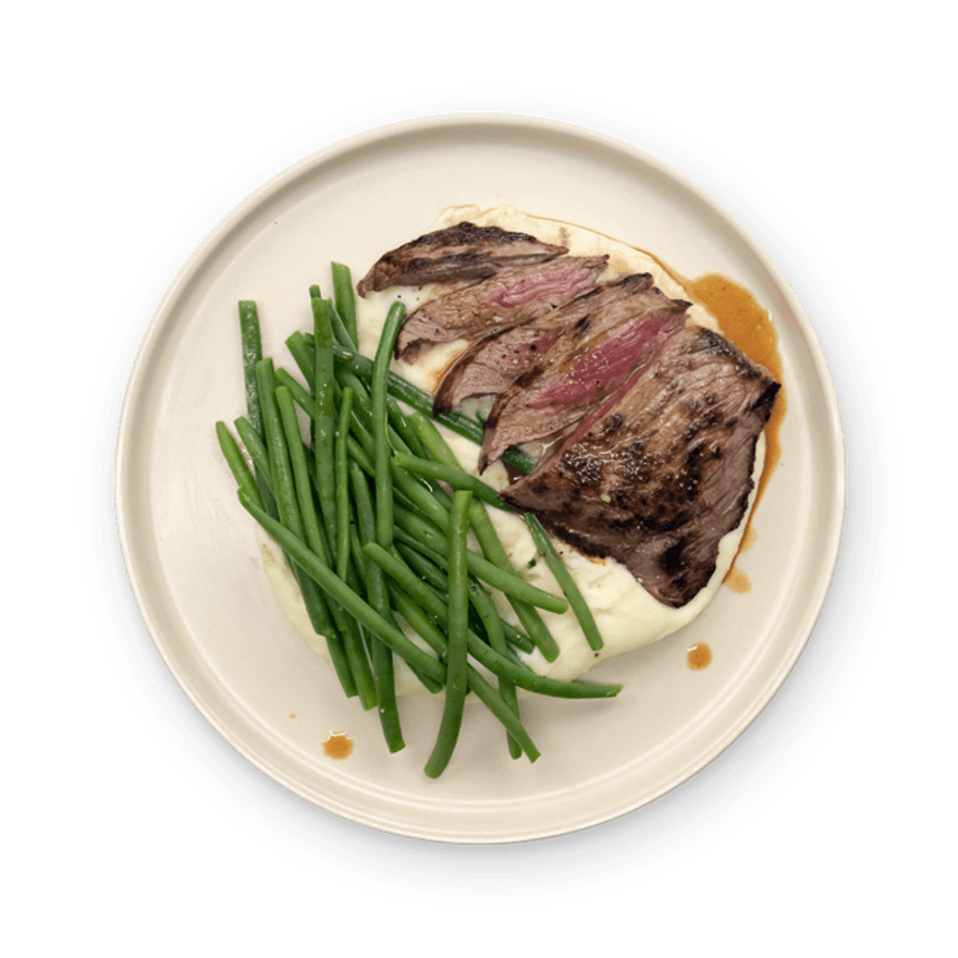 Beef, green beans and mashed potatoes