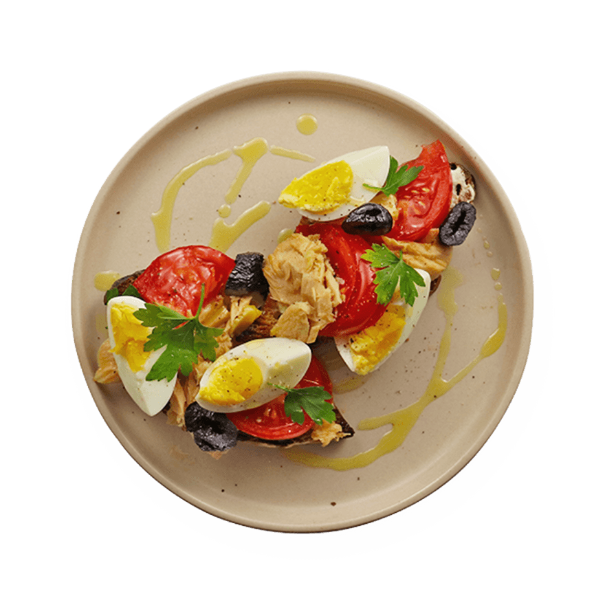 Bruschetta thon, tomate & œuf