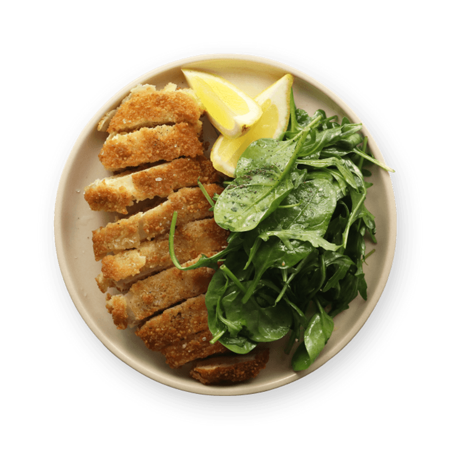 Crispy chicken with salad