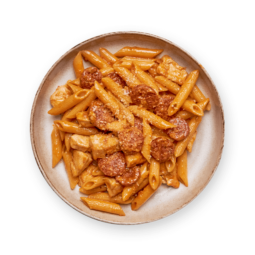 Pâtes sans-gluten crémeuses au poulet & chorizo