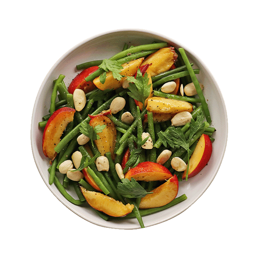 Salade nectarines, haricots & amandes