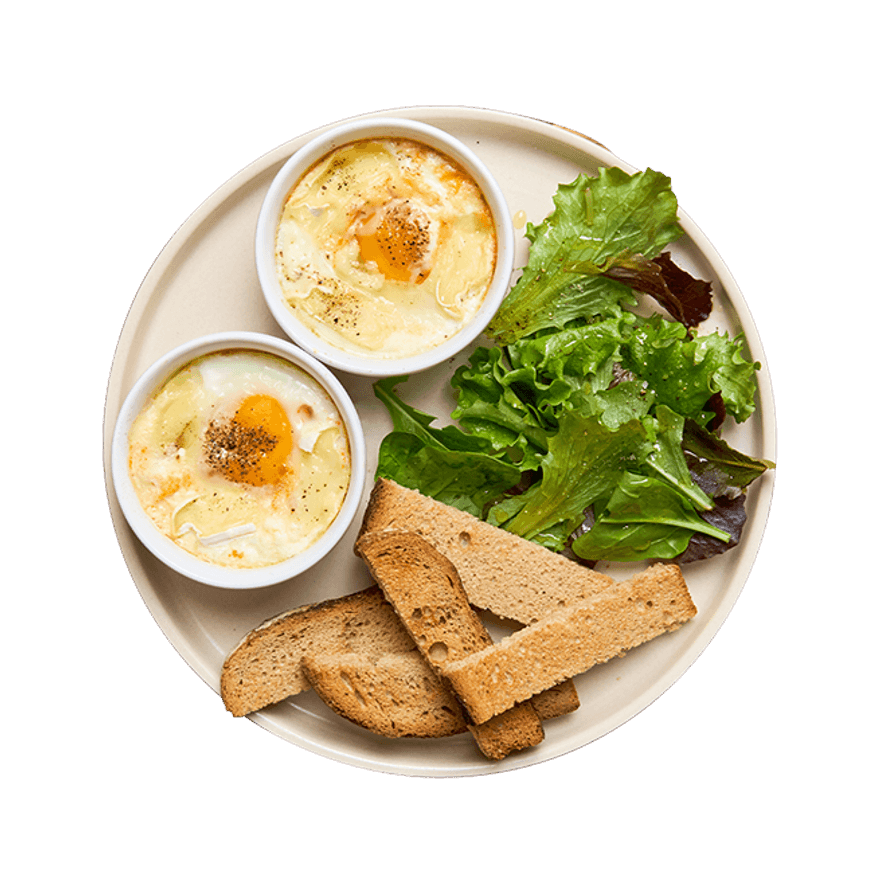 Œufs cocotte au thon & Pavé d'Affinois