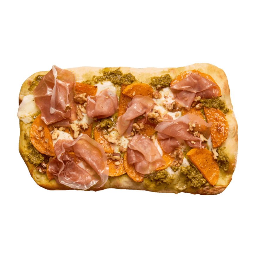 Pinsa butternut, pesto &  jambon de Parme