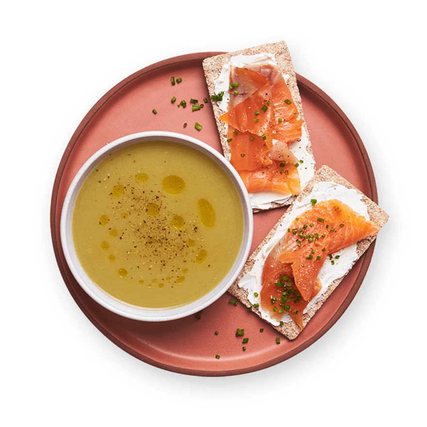 Soupe express au poireau & toast truite fumée