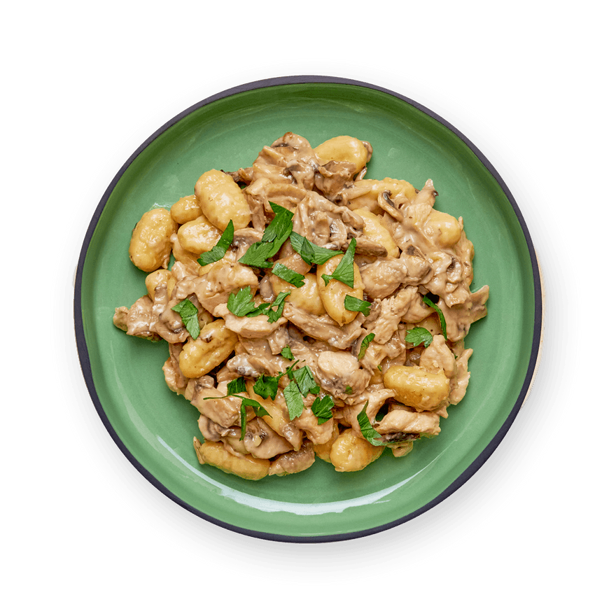 Gnocchi poulet, champignons & cabécou