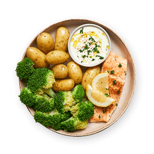 Trout, steamed veggies & herb sauce