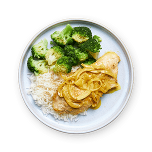 Curry de dinde au lait de coco, riz & brocoli