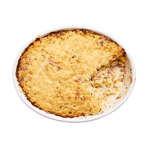 Gratin de pâtes La Vache qui rit & poireaux