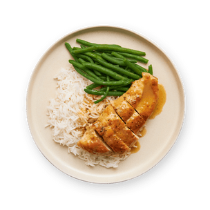 Poulet au beurre citronné, riz & haricots verts