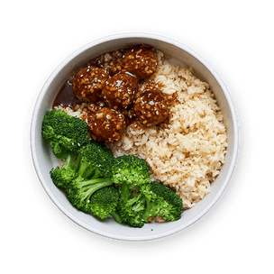 Garlic Teriyaki Meatballs with Rice