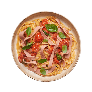 Linguine estivales au jambon végétal