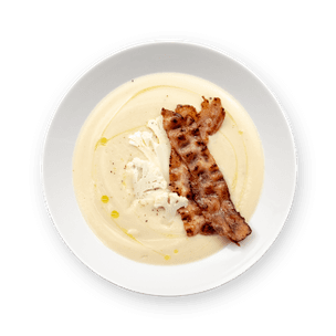 Cream of Cauliflower with Bacon Crisp