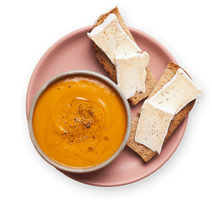 Soupe express aux légumes & toast camembert