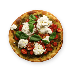 Pizza pesto, tomates & burrata