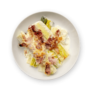 Poireaux gratinés au jambon