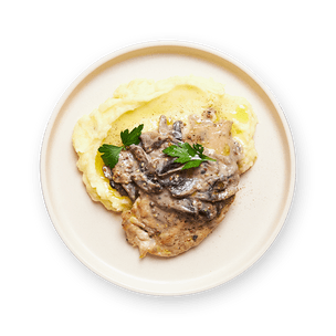 Escalope de dinde à la crème de champignons & purée maison