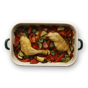 Cuisse de poulet & légumes d'été rôtis