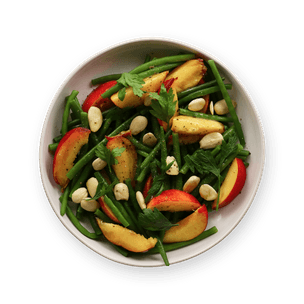 Salade nectarines, haricots & amandes