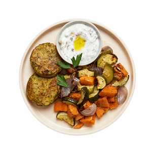 Palet veggie, légumes rôtis & tzatziki