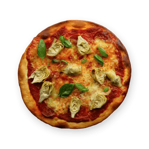 Chorizo & artichoke pizza